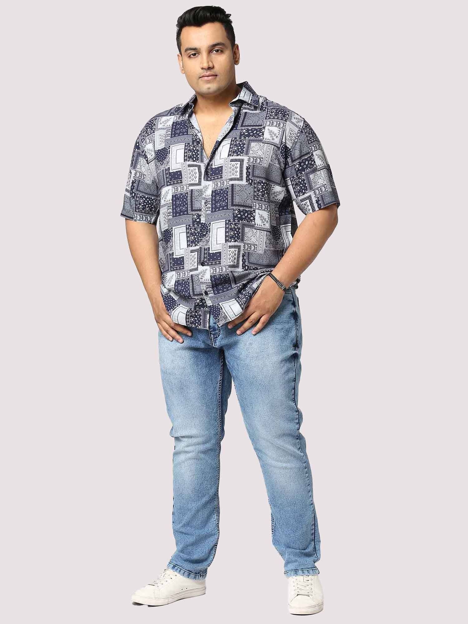 Battleship Digital Printed Half Shirt Men's Plus Size - Guniaa Fashions