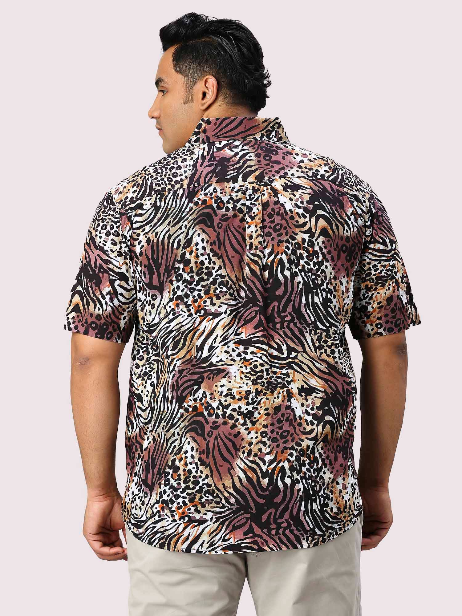 Beastly Printed Half Sleeve Men's Plus Size Shirt - Guniaa Fashions