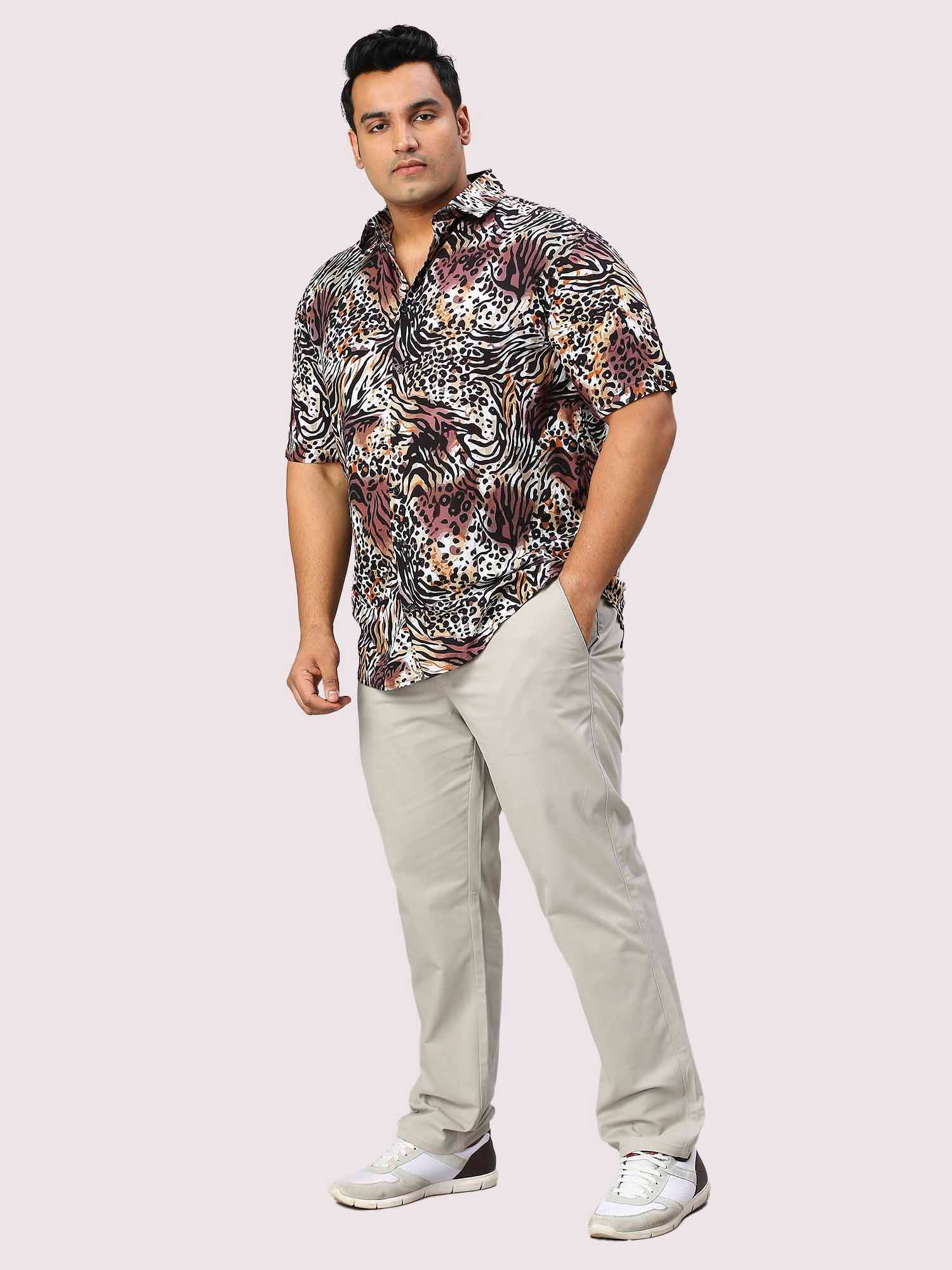 Beastly Printed Half Sleeve Men's Plus Size Shirt - Guniaa Fashions