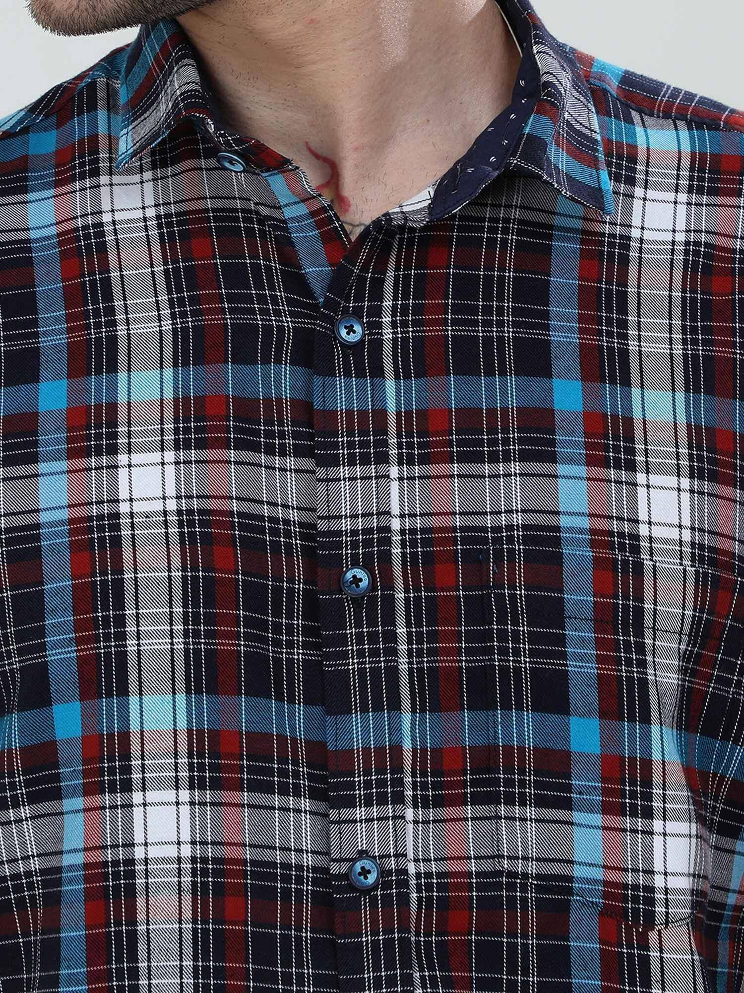 Black blue Red Checkered Half Shirt Men's Plus Size - Guniaa Fashions