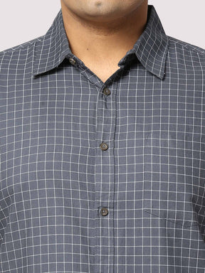 Black Checkered Full Shirt Men's Plus Size - Guniaa Fashions