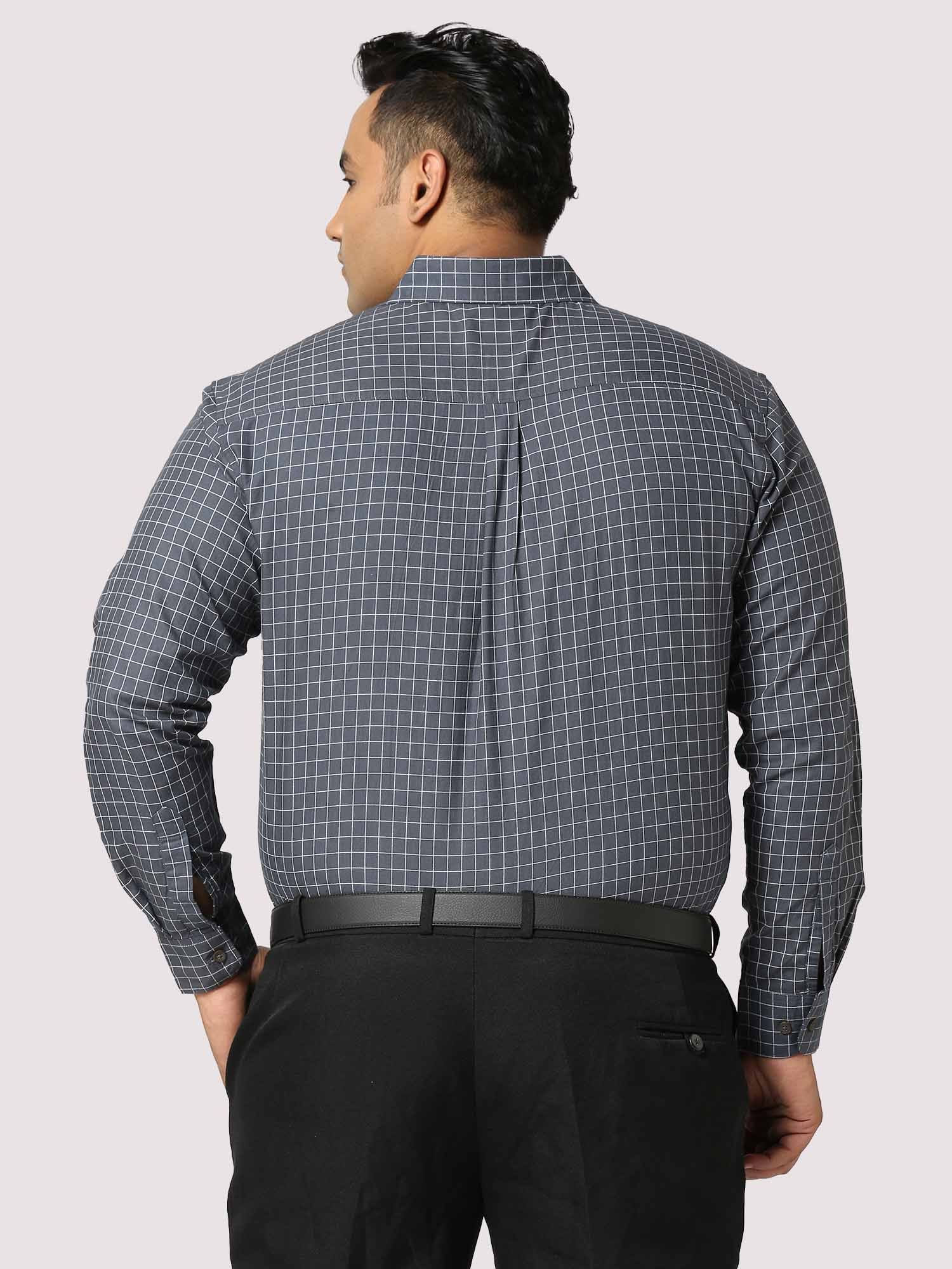 Black Checkered Full Shirt Men's Plus Size - Guniaa Fashions