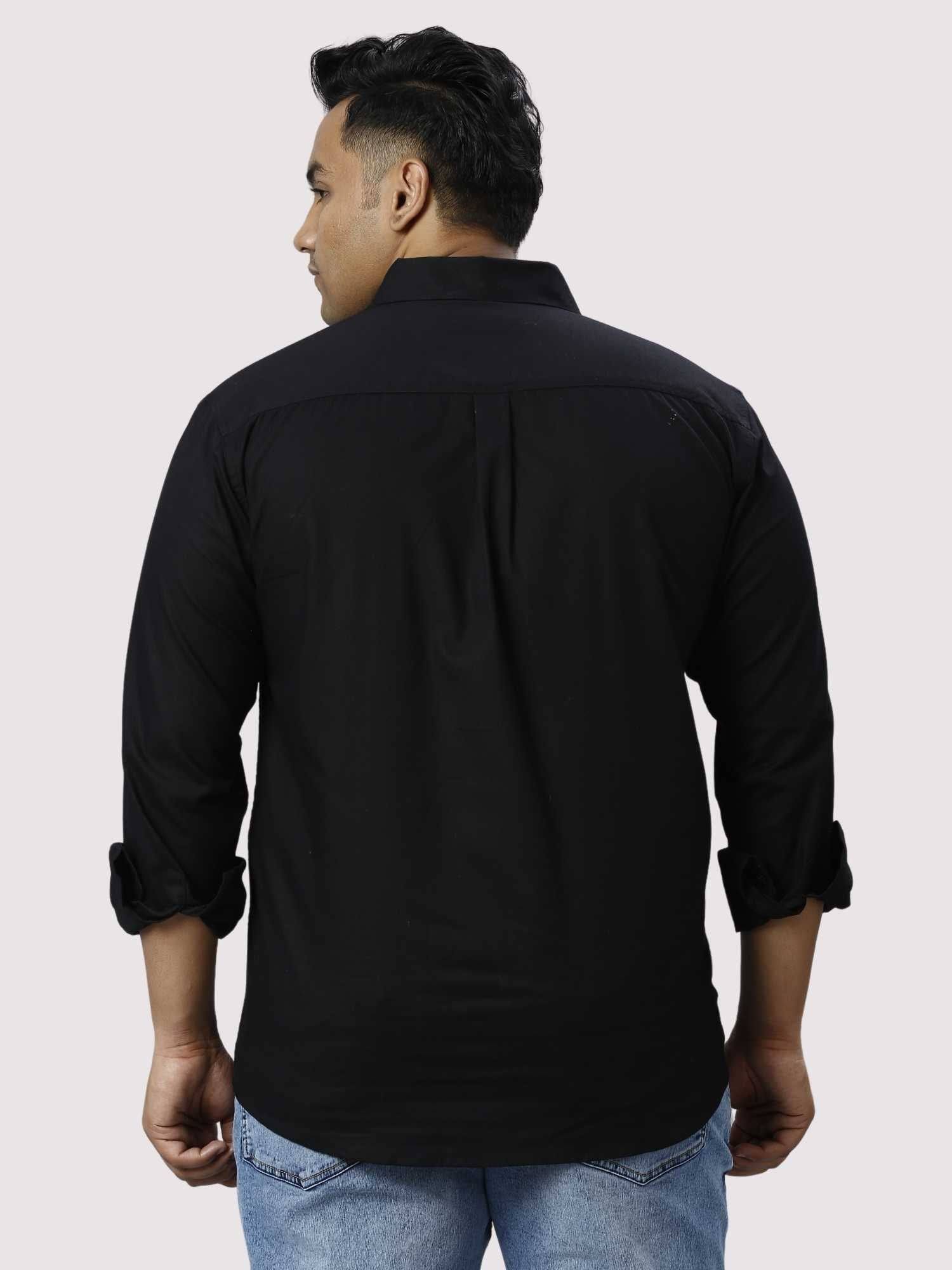 Black Cotton Double Pocket Full Sleeve Shirt Men's Plus Size - Guniaa Fashions