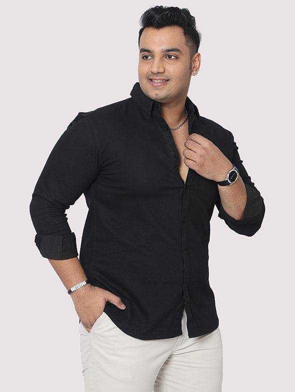Black Denim Single Pocket Full Sleeve Shirt Men's Plus Size - Guniaa Fashions