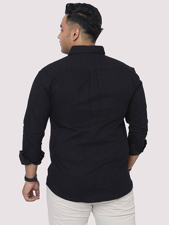 Black Denim Single Pocket Full Sleeve Shirt Men's Plus Size - Guniaa Fashions