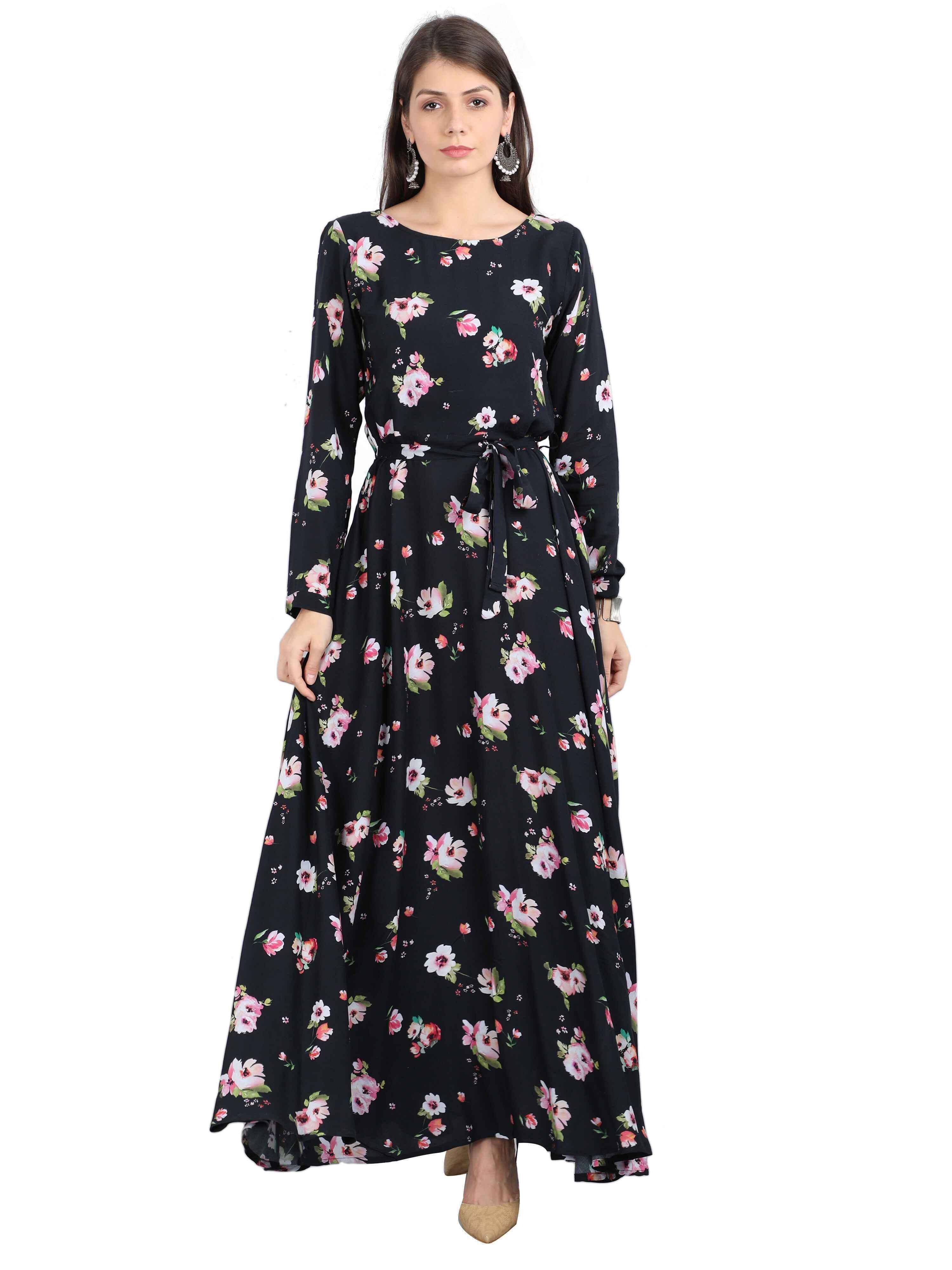 Black Floral Print Maxi - Guniaa Fashions