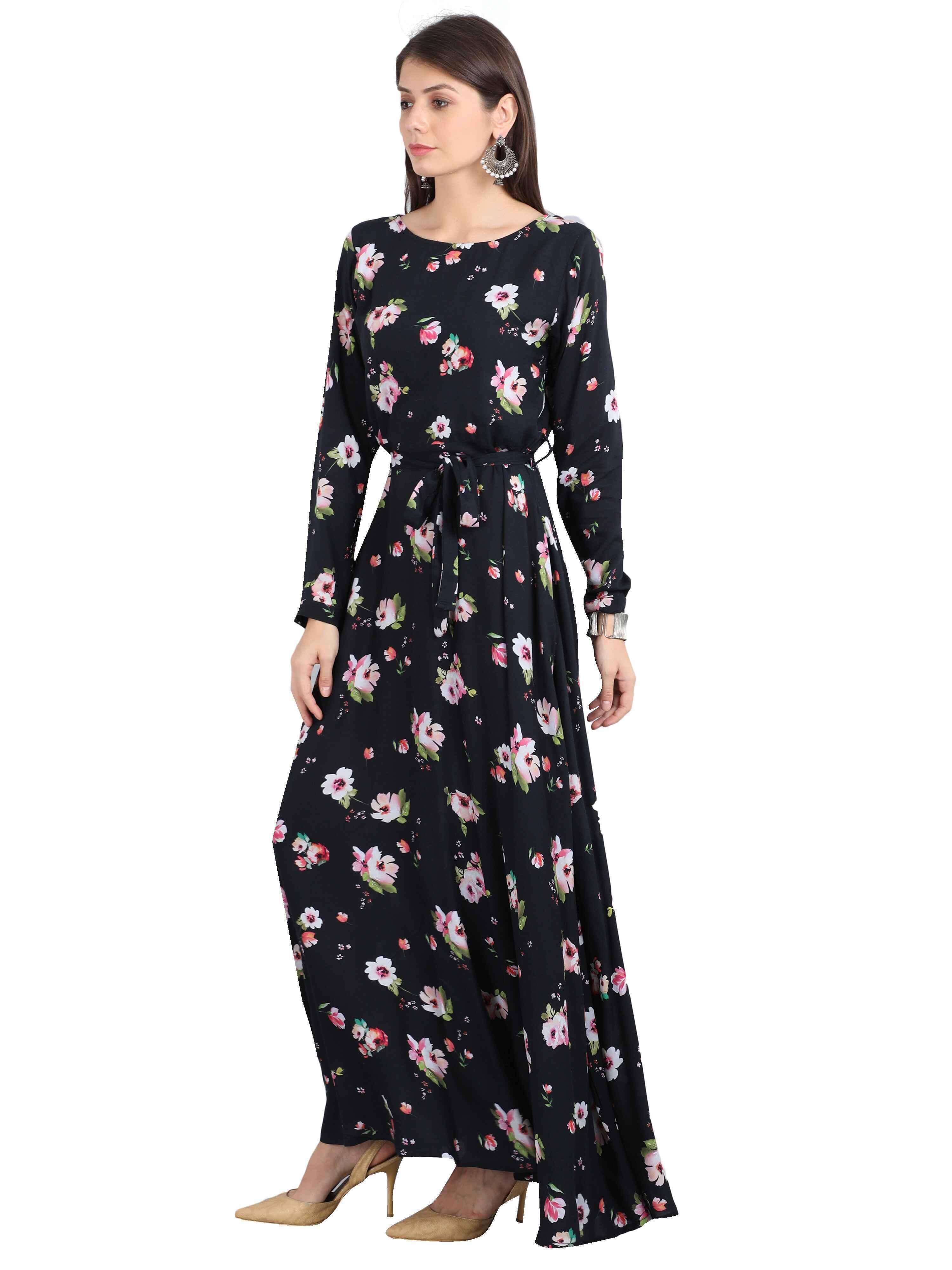 Black Floral Print Maxi - Guniaa Fashions