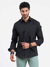 Black Ikat Printed Full Sleeve Shirt - Guniaa Fashions