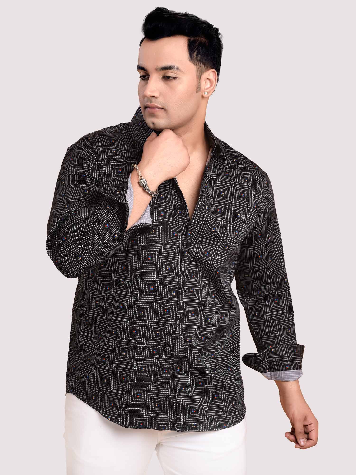 Black Maze Printed Full sleeve Men's Plus size - Guniaa Fashions