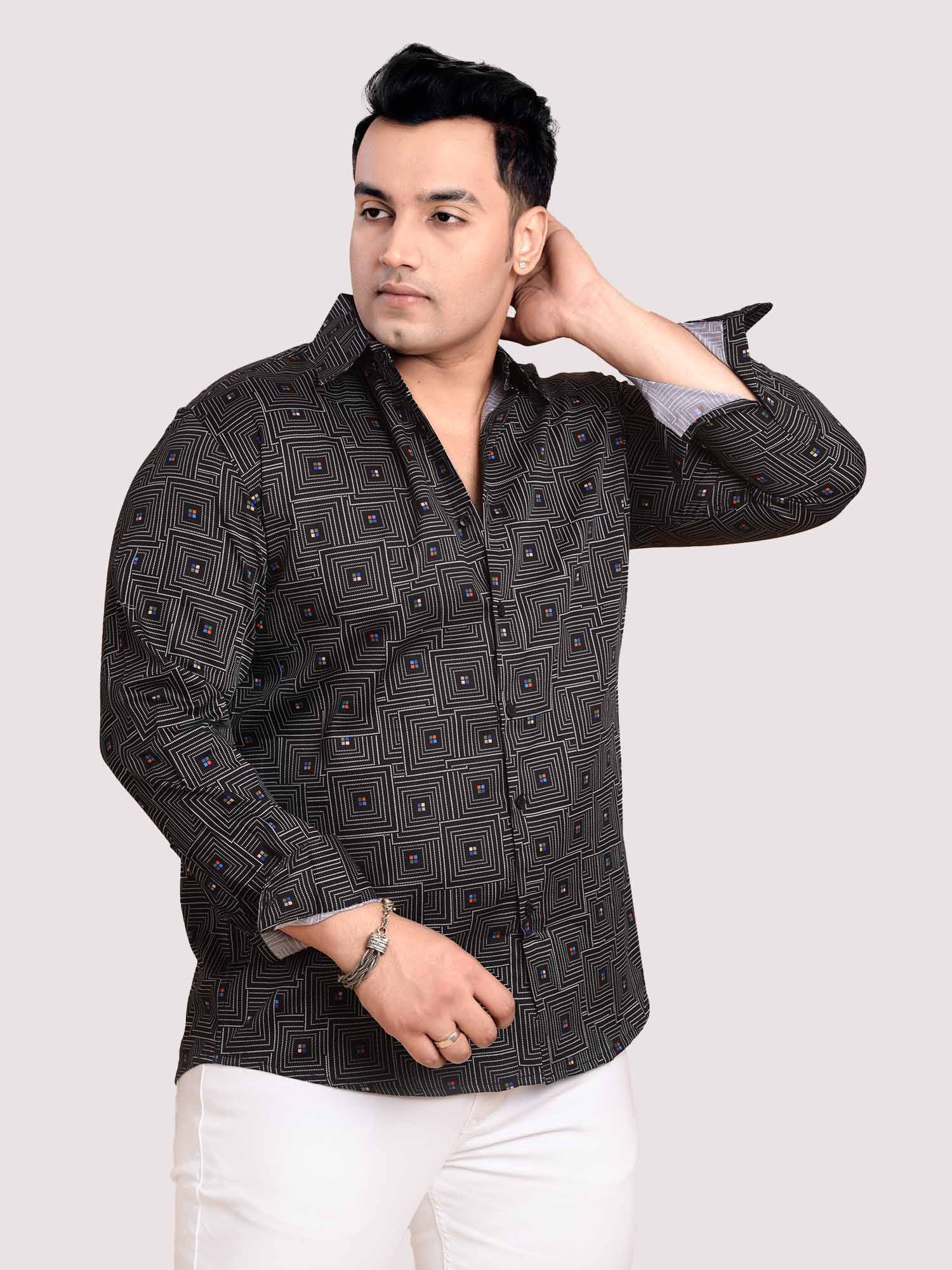 Black Maze Printed Full sleeve Men's Plus size - Guniaa Fashions