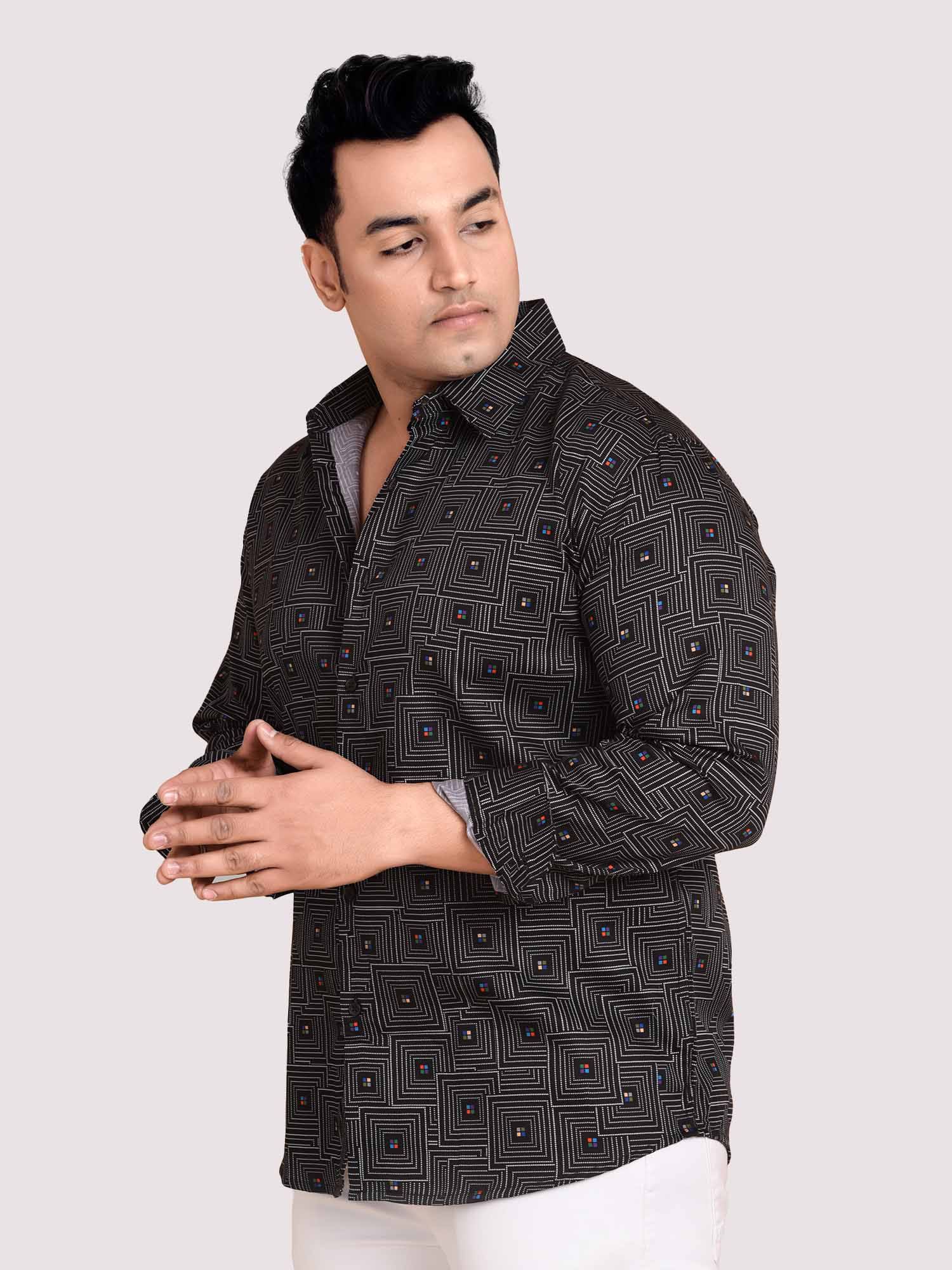 Black Maze Printed Full sleeve Men's Plus size - Guniaa Fashions