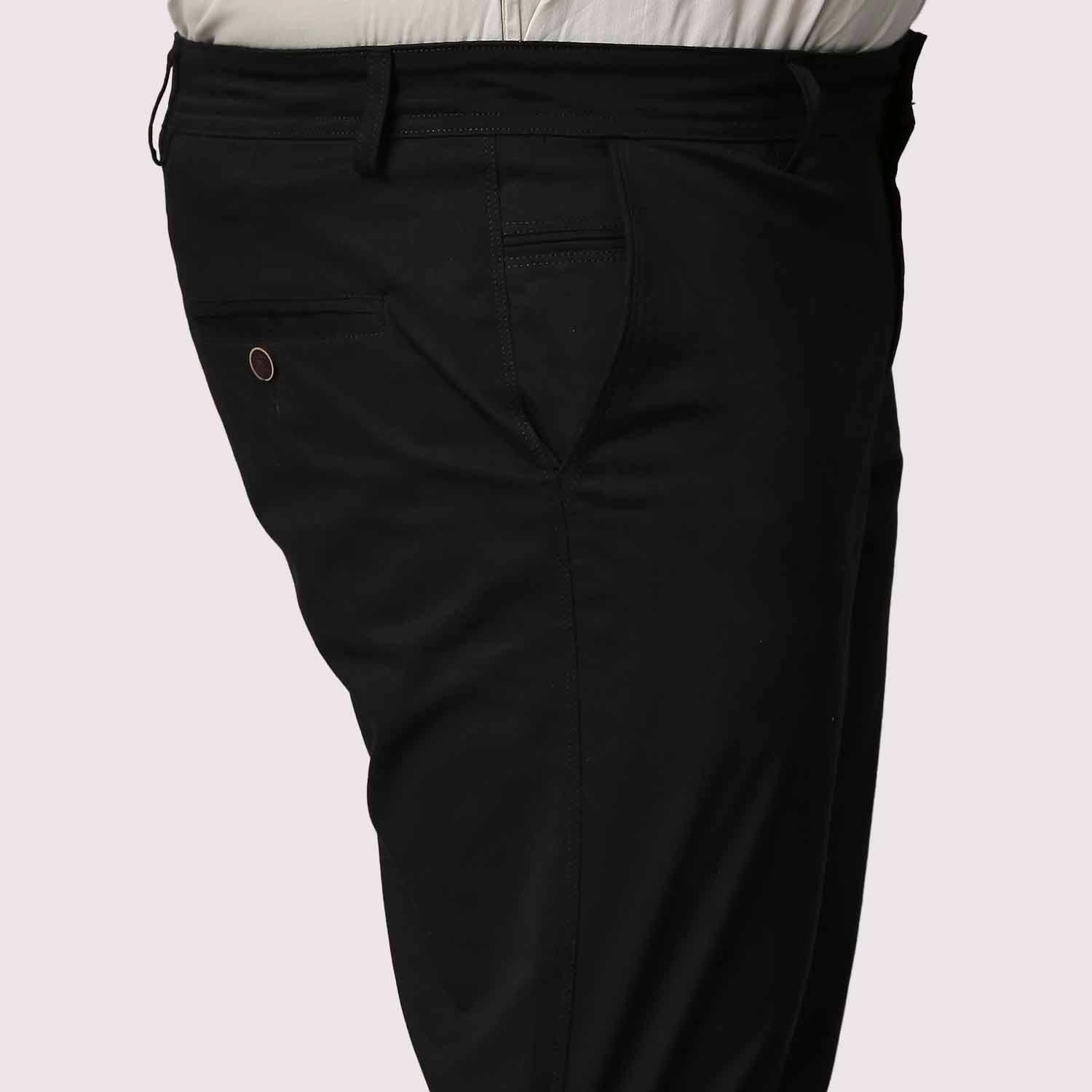 Black Solid Cotton Trouser Men's Plus Size - Guniaa Fashions