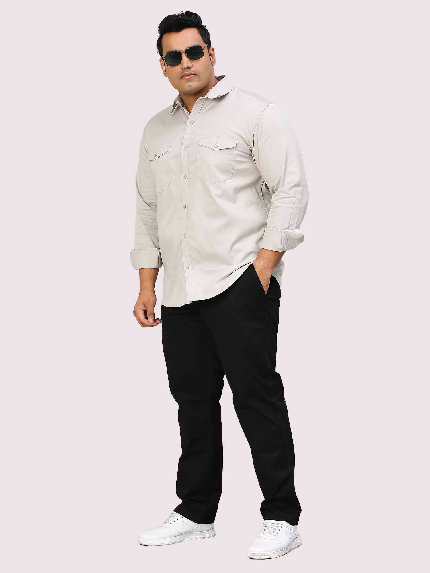 Black Solid Cotton Trouser Men's Plus Size - Guniaa Fashions