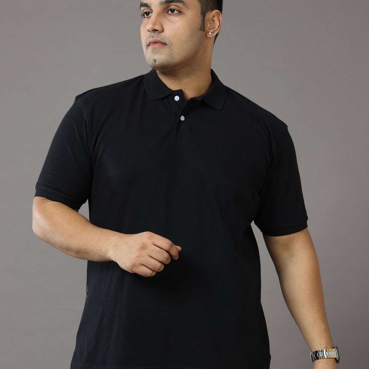 Buy TAB91 Men's Polo Solid Plus Size BLACK 5XL T-shirt Online at