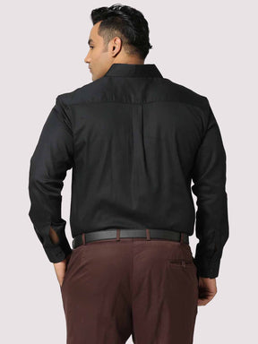 Black Solid Stretchable Cotton Shirt Men's Plus Size - Guniaa Fashions