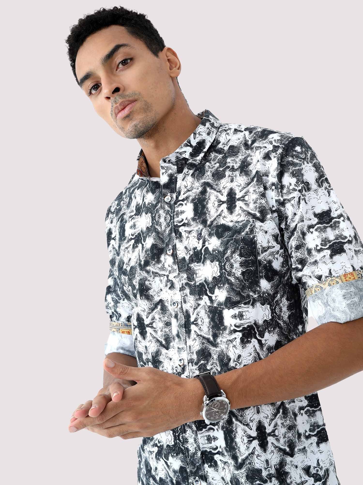 Black Zen Digital Printed Full Shirt - Guniaa Fashions