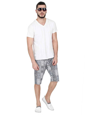 Bloc Men Monochrome Printed Cotton Shorts - Guniaa Fashions