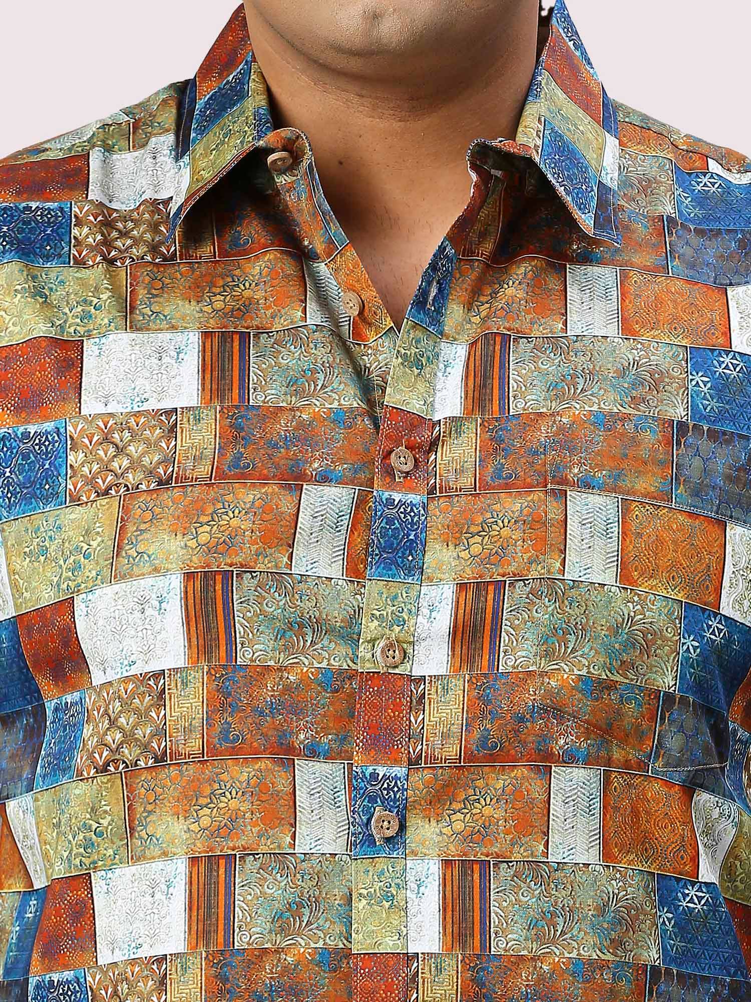 Blocks Digital Printed Full Sleeve Shirt Men's Plus Size - Guniaa Fashions