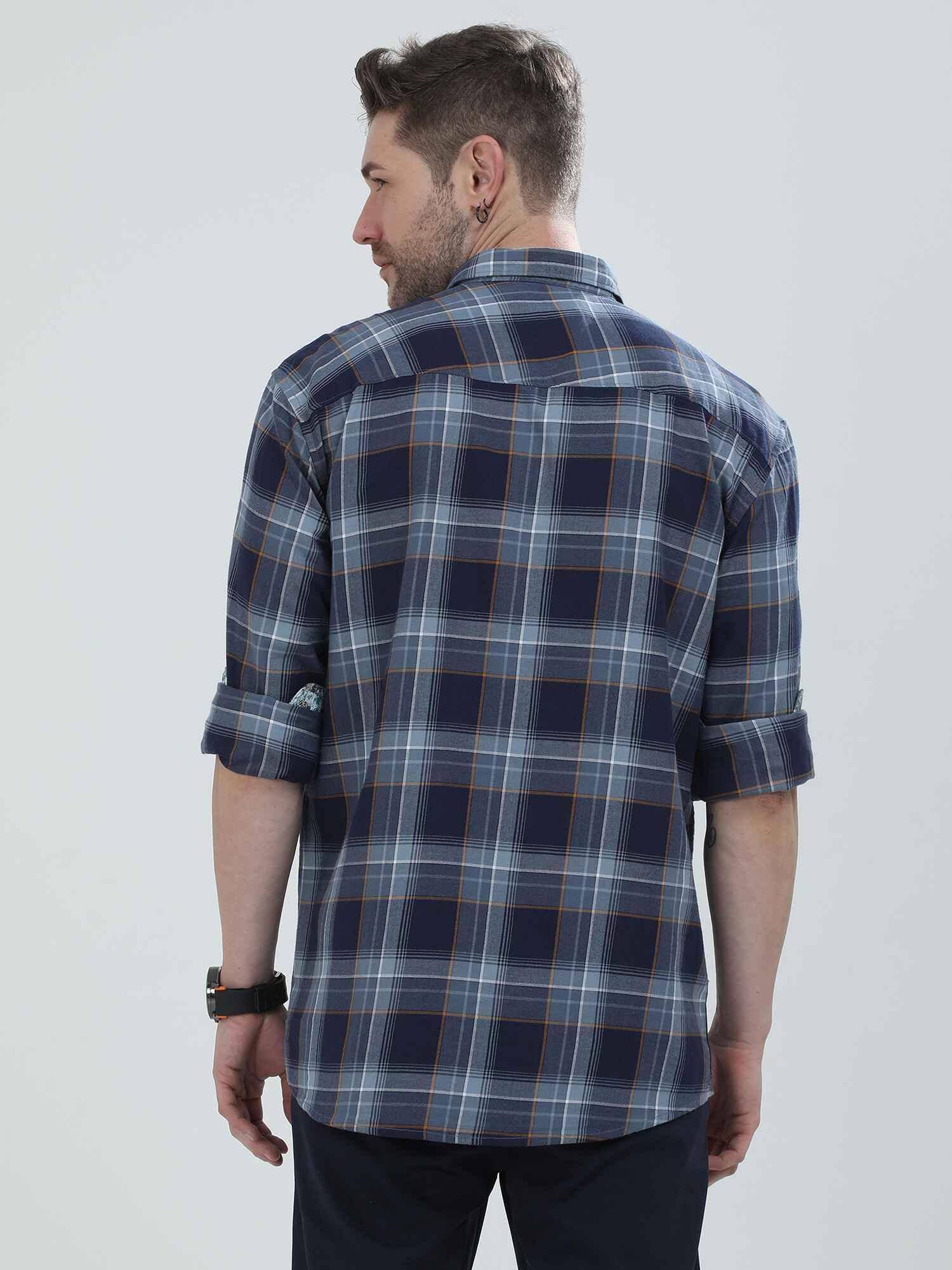 Blue Checkered Cotton Shirt - Guniaa Fashions