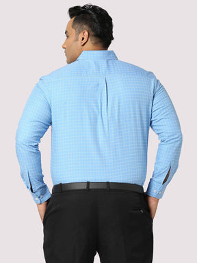 Blue Checkered Full Shirt Men's Plus Size - Guniaa Fashions