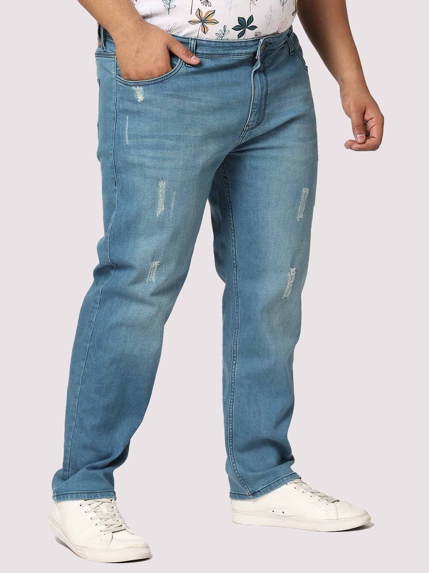 Blue Distressed Jeans Men's Plus Size - Guniaa Fashions