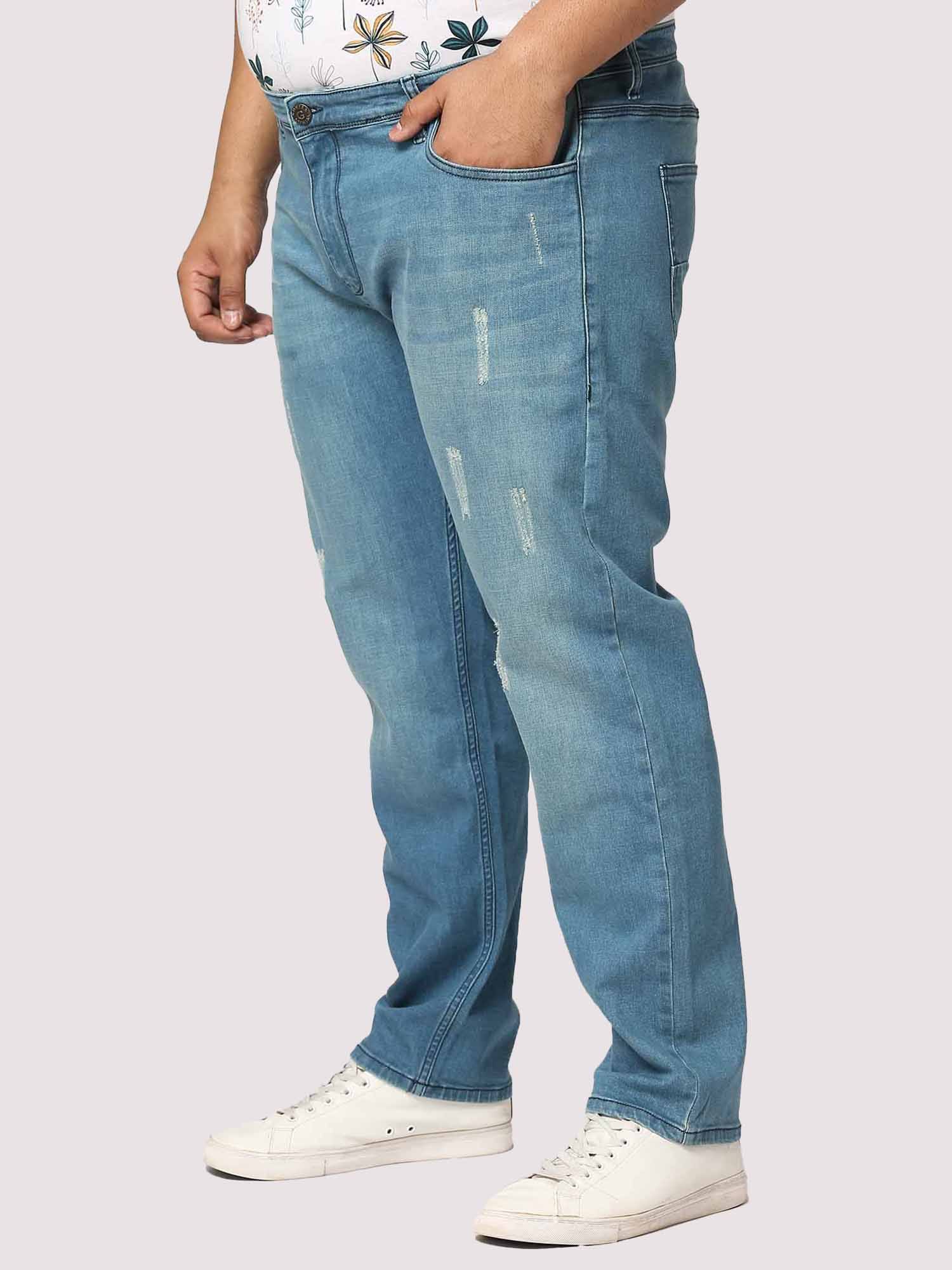 Blue Distressed Jeans Men's Plus Size - Guniaa Fashions