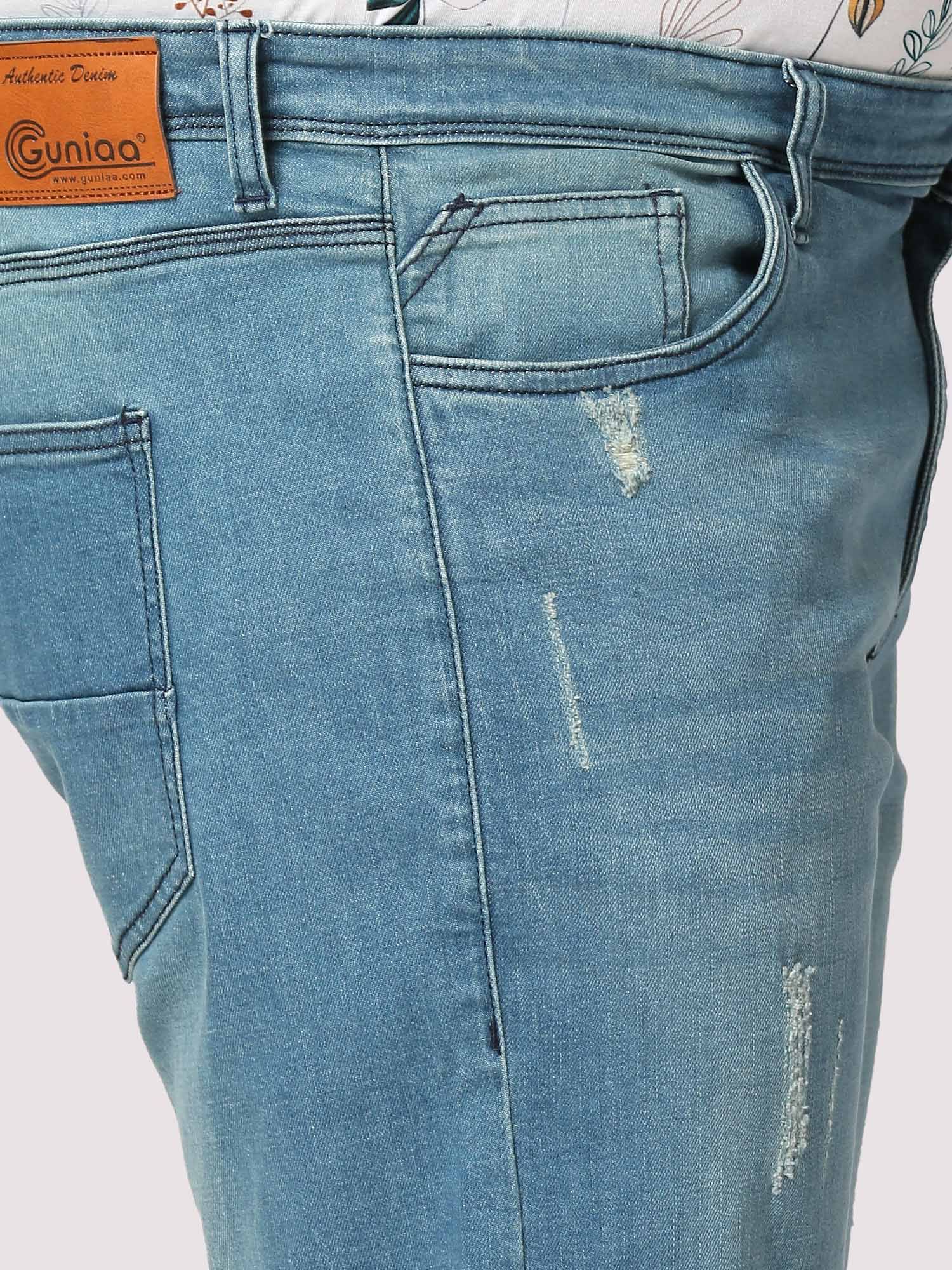 Blue Distressed Jeans Men's Plus Size - Guniaa Fashions