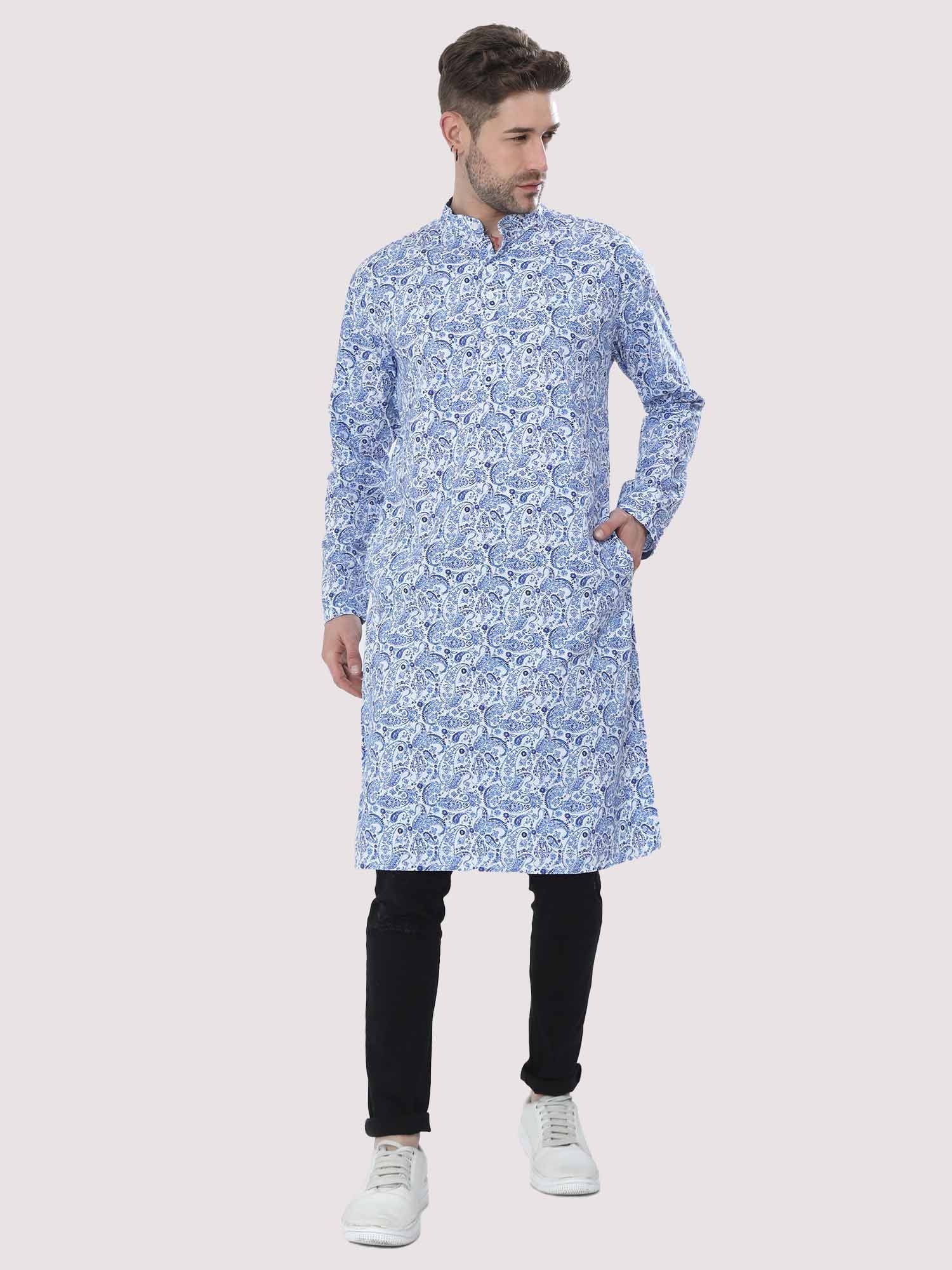 Blue Ikat Printed Kurta - Guniaa Fashions