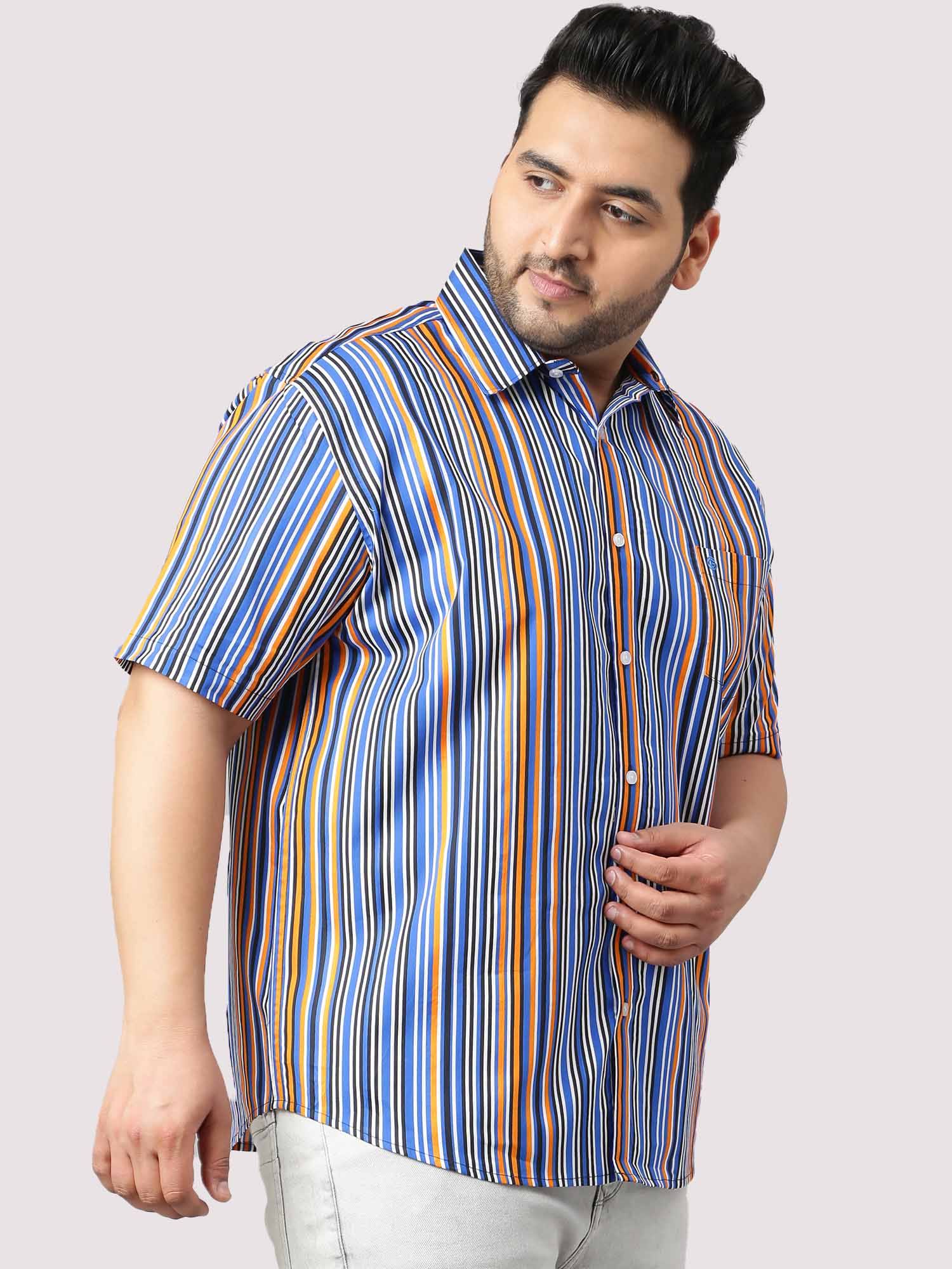 blue orange striped shirt