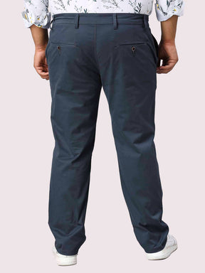 Blue Solid Cotton Trouser Men's Plus Size - Guniaa Fashions