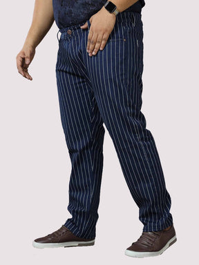 Blue Stripe Stretchable Jeans Men's Plus Size - Guniaa Fashions