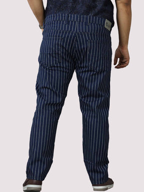 Blue Stripe Stretchable Jeans Men's Plus Size - Guniaa Fashions