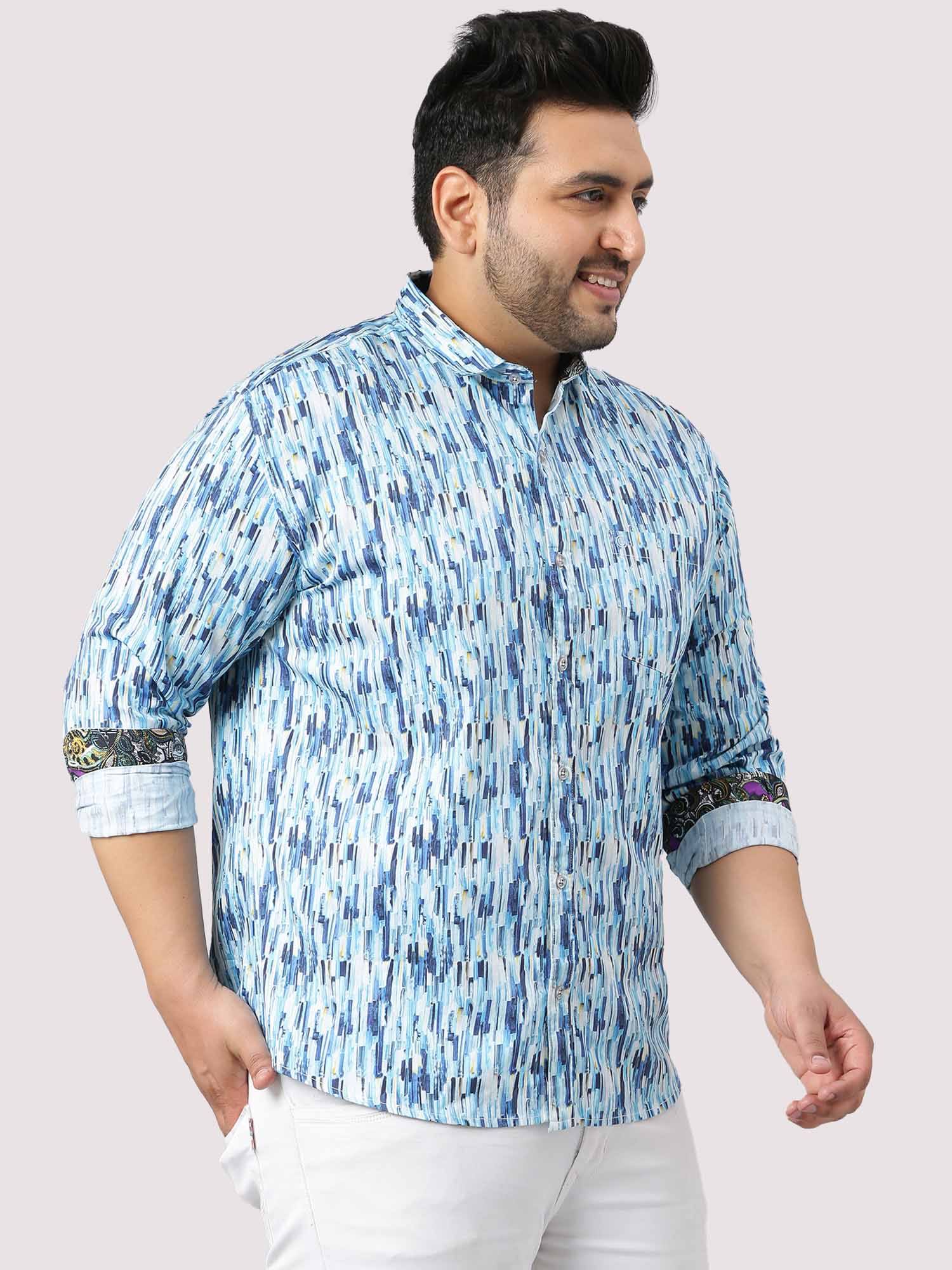 Blue Terrain Digital Printed Full Shirt Men's Plus Size - Guniaa Fashions