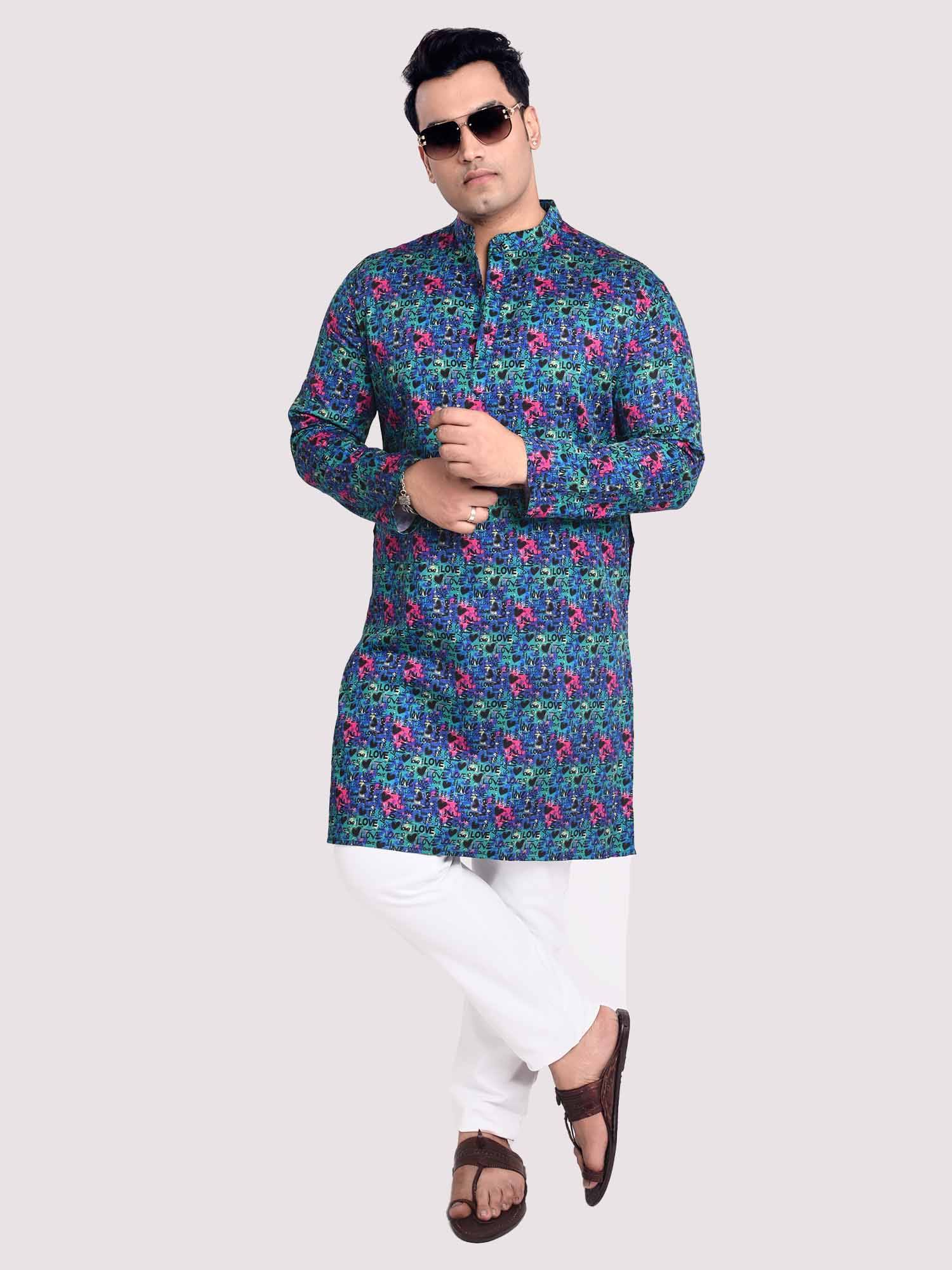 Blus Medey Digital Printed Kurta Men's Plus Size - Guniaa Fashions