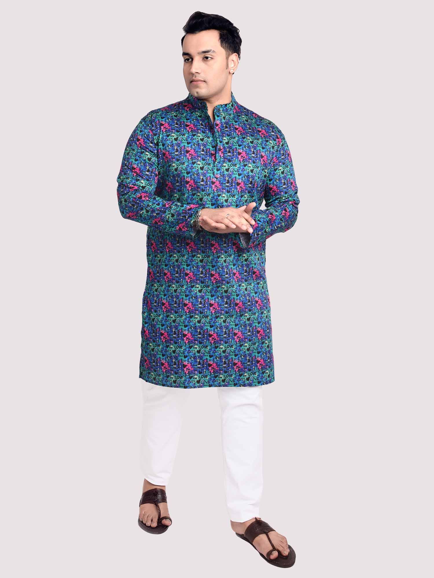 Blus Medey Digital Printed Kurta Men's Plus Size - Guniaa Fashions