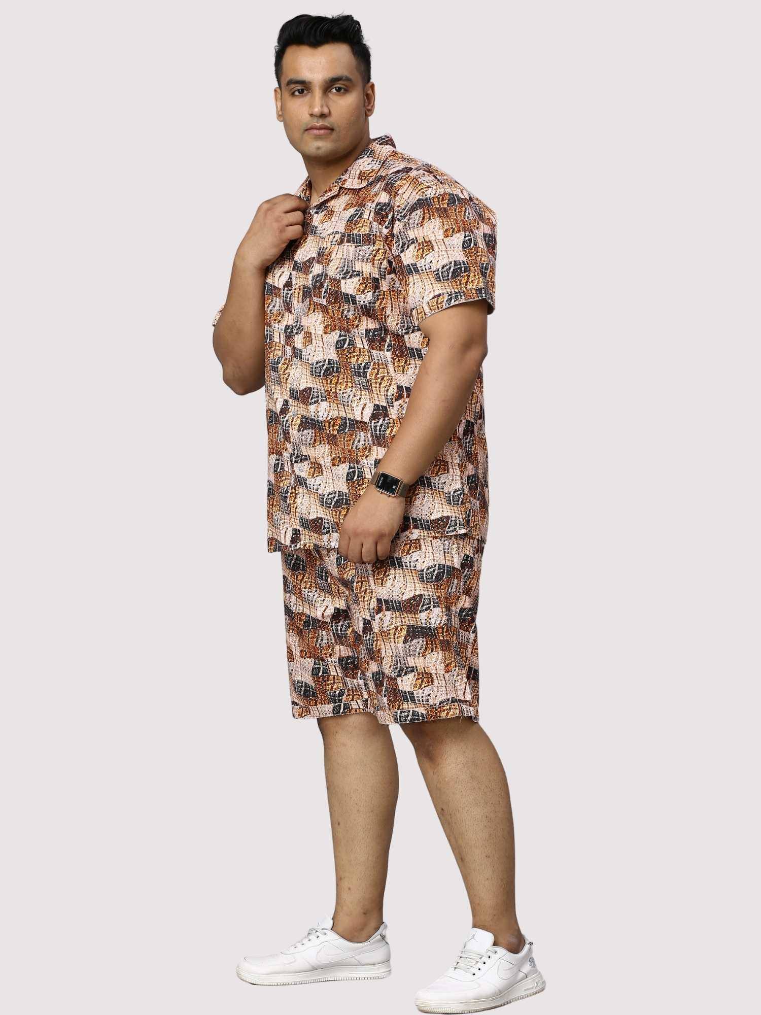 Brass Waves Digital Printed Half Co-Ords Men's Plus Size - Guniaa Fashions