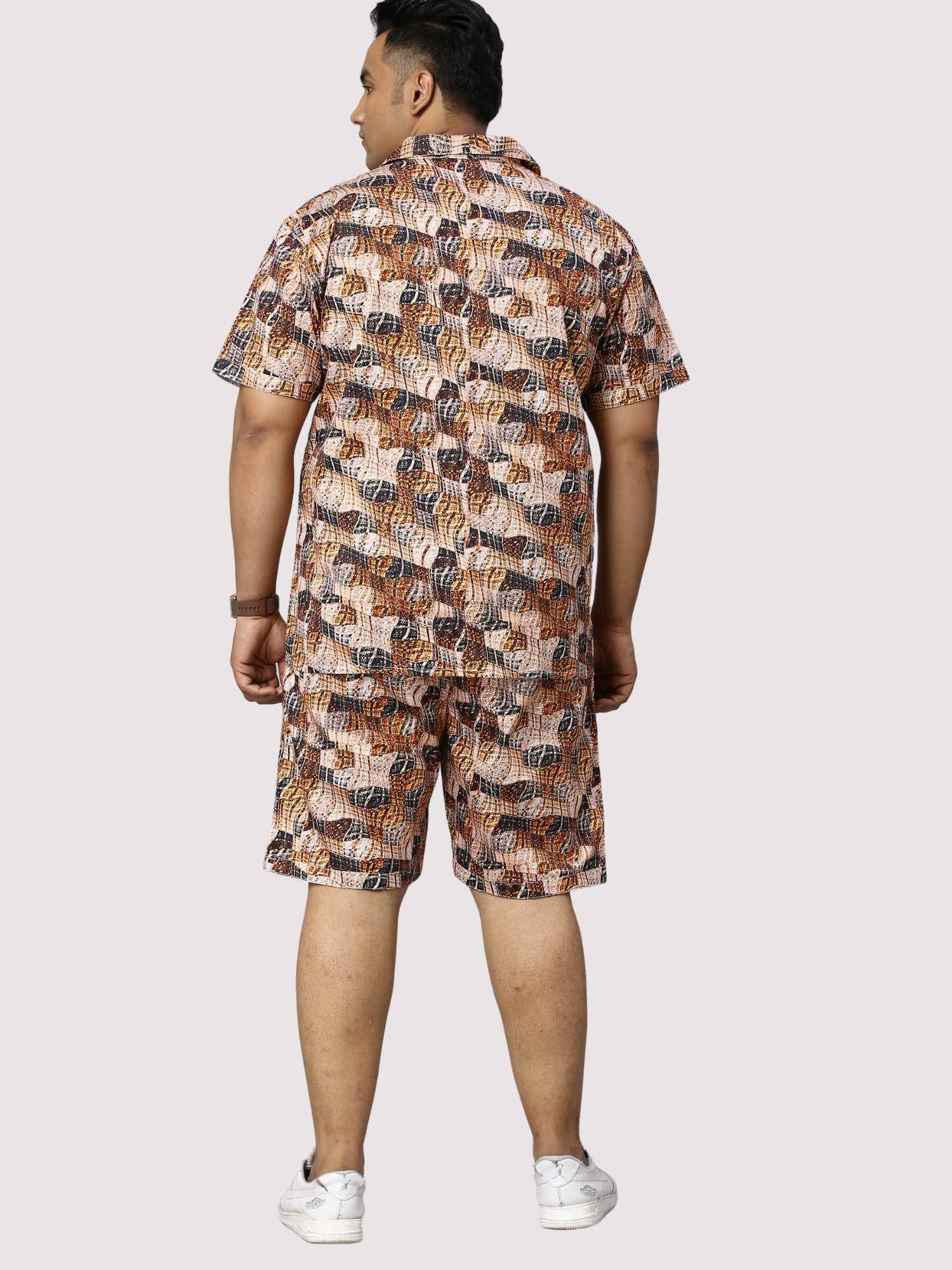 Brass Waves Digital Printed Half Co-Ords Men's Plus Size - Guniaa Fashions