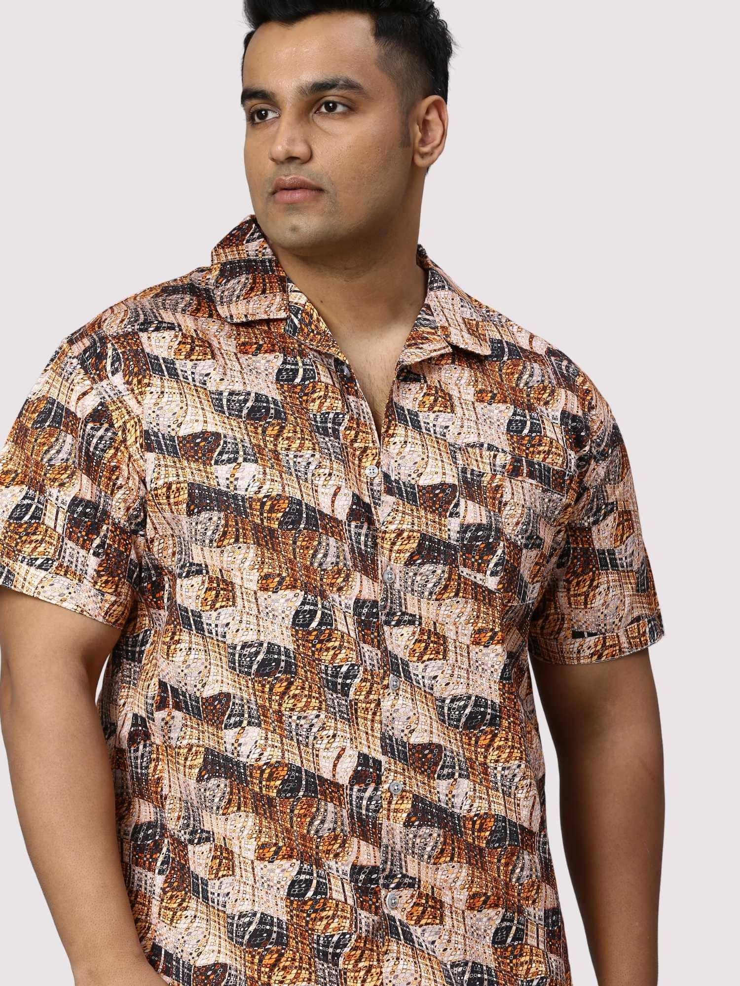 Brass Waves Digital Printed Half Co-Ords Men's Plus Size - Guniaa Fashions