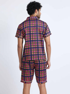 Bright Checks Digital Printed Half Sleeve Co-Ords - Guniaa Fashions