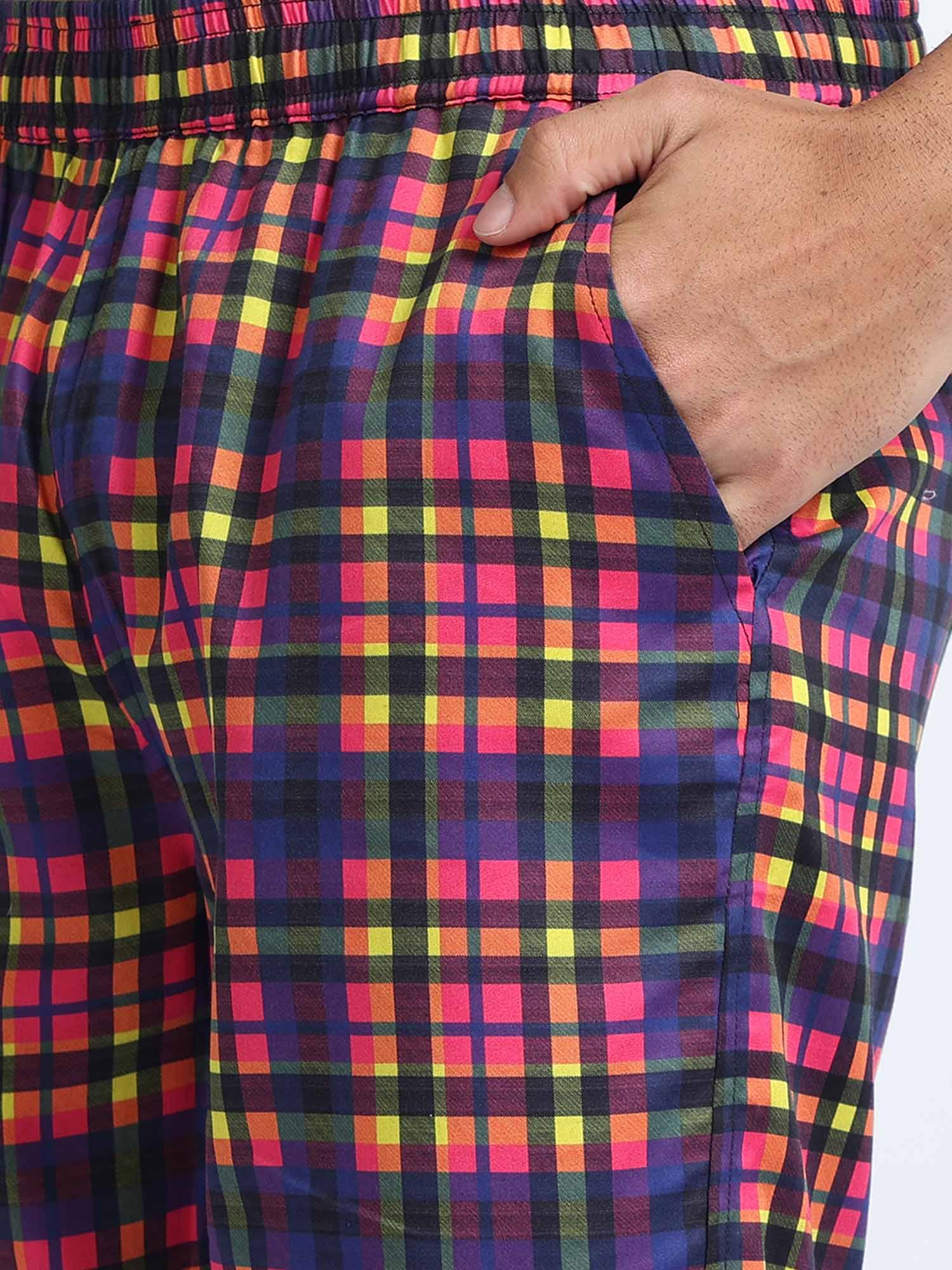 Bright Checks Digital Printed Half Sleeve Co-Ords - Guniaa Fashions