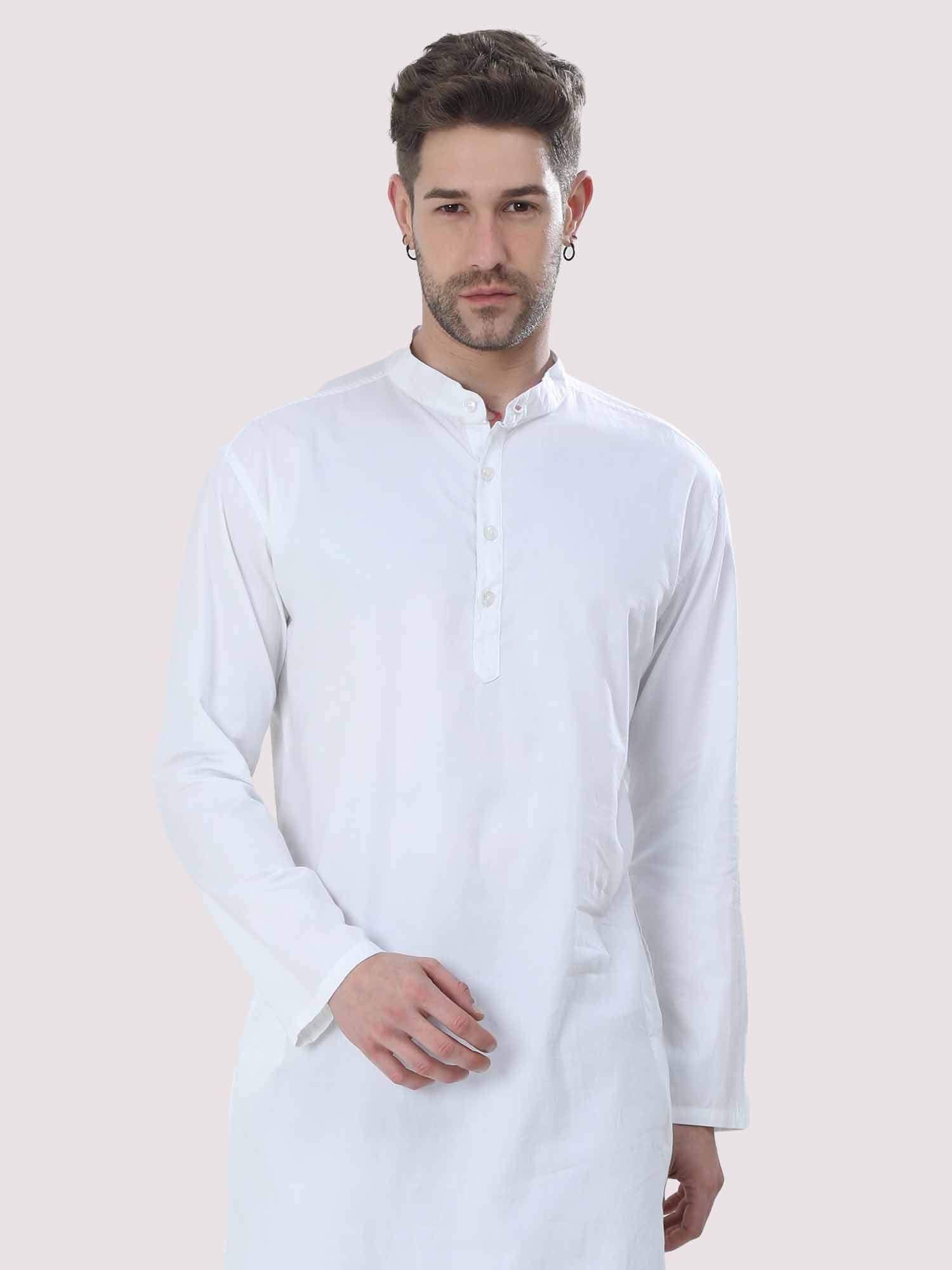 Bright White Solid Kurta - Guniaa Fashions