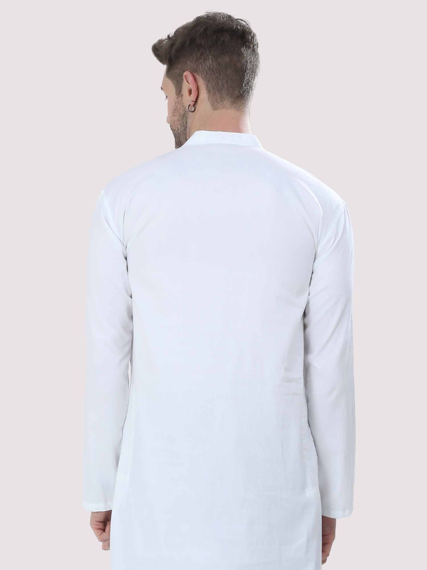 Bright White Solid Kurta - Guniaa Fashions