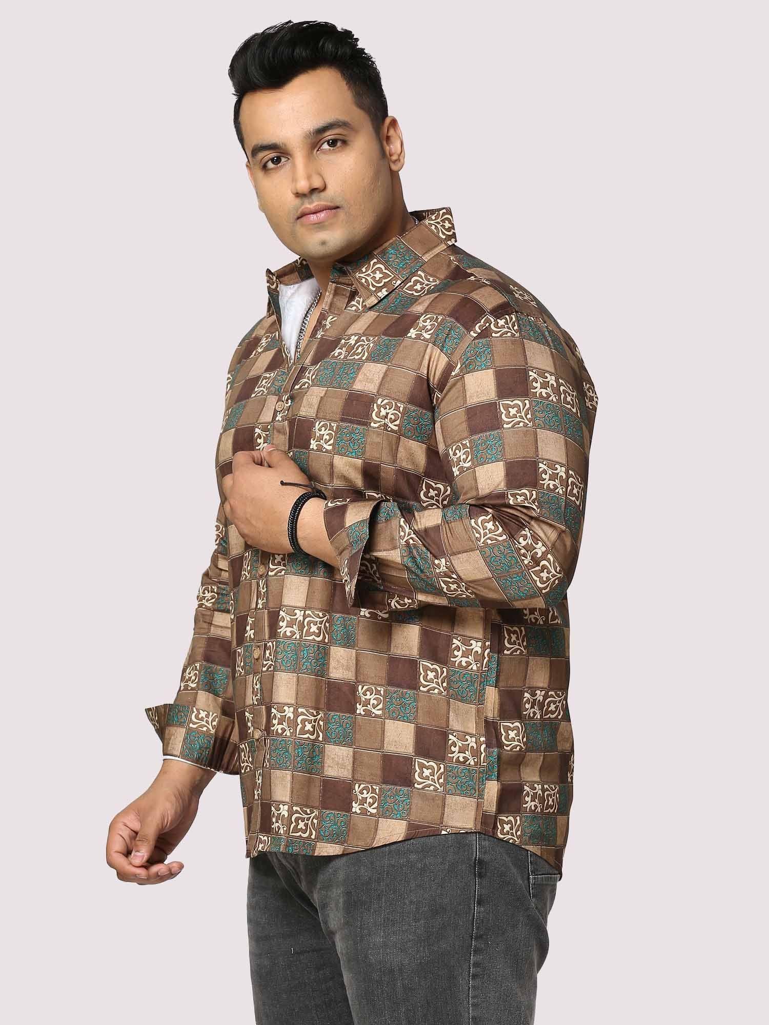 Bronze Blocks Digital Printed Full Sleeve Men's Plus Size - Guniaa Fashions