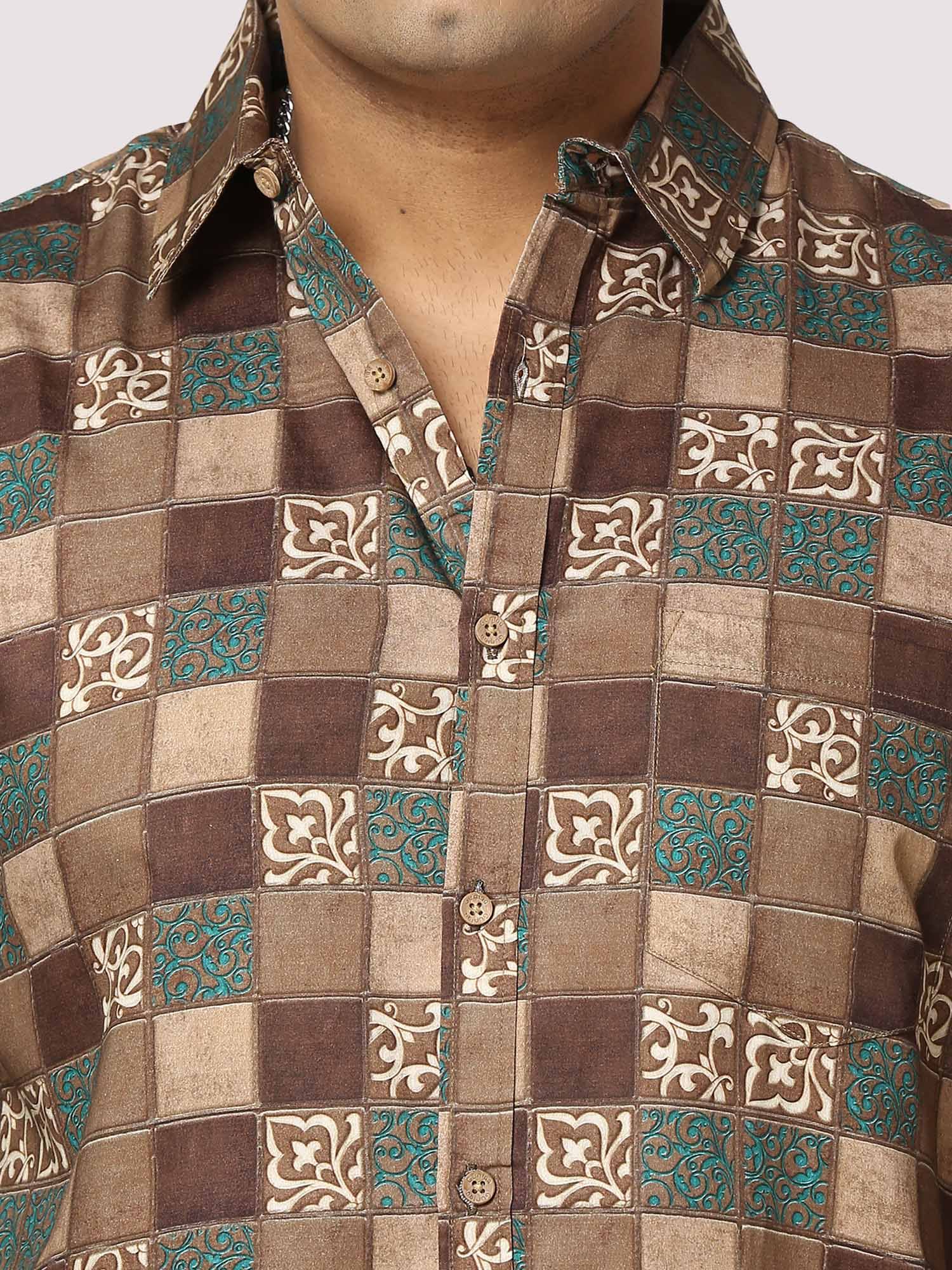 Bronze Blocks Digital Printed Full Sleeve Men's Plus Size - Guniaa Fashions