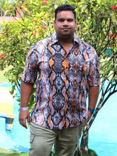 Brown Paisley Digital Printed Half Shirt Men's Plus Size - Guniaa Fashions