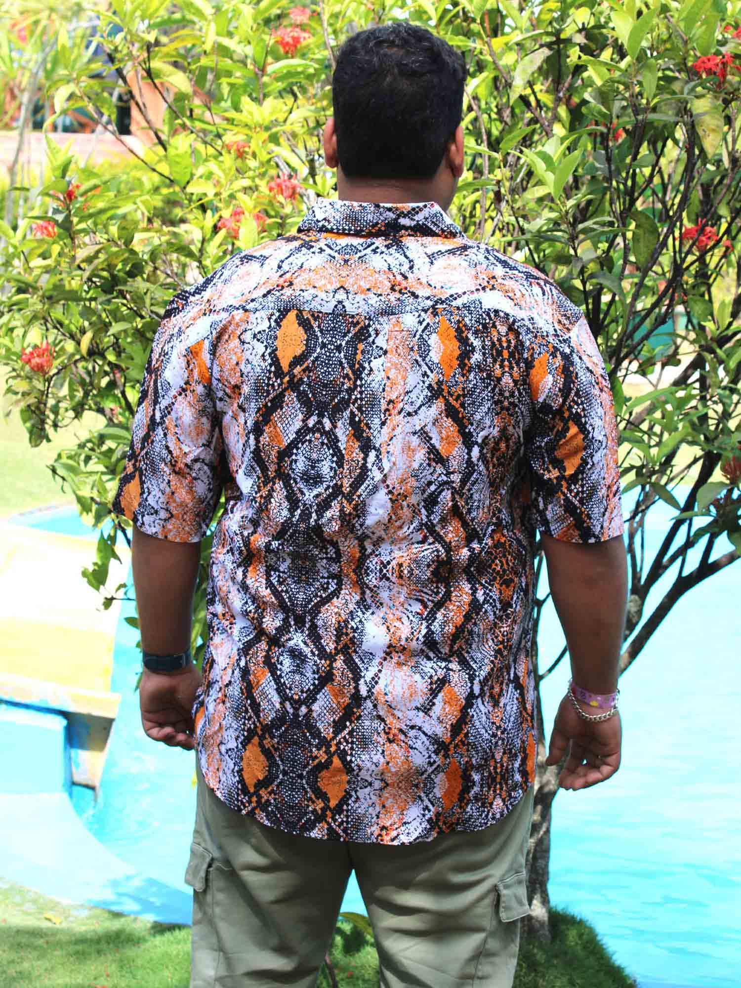 Brown Paisley Digital Printed Half Shirt Men's Plus Size - Guniaa Fashions