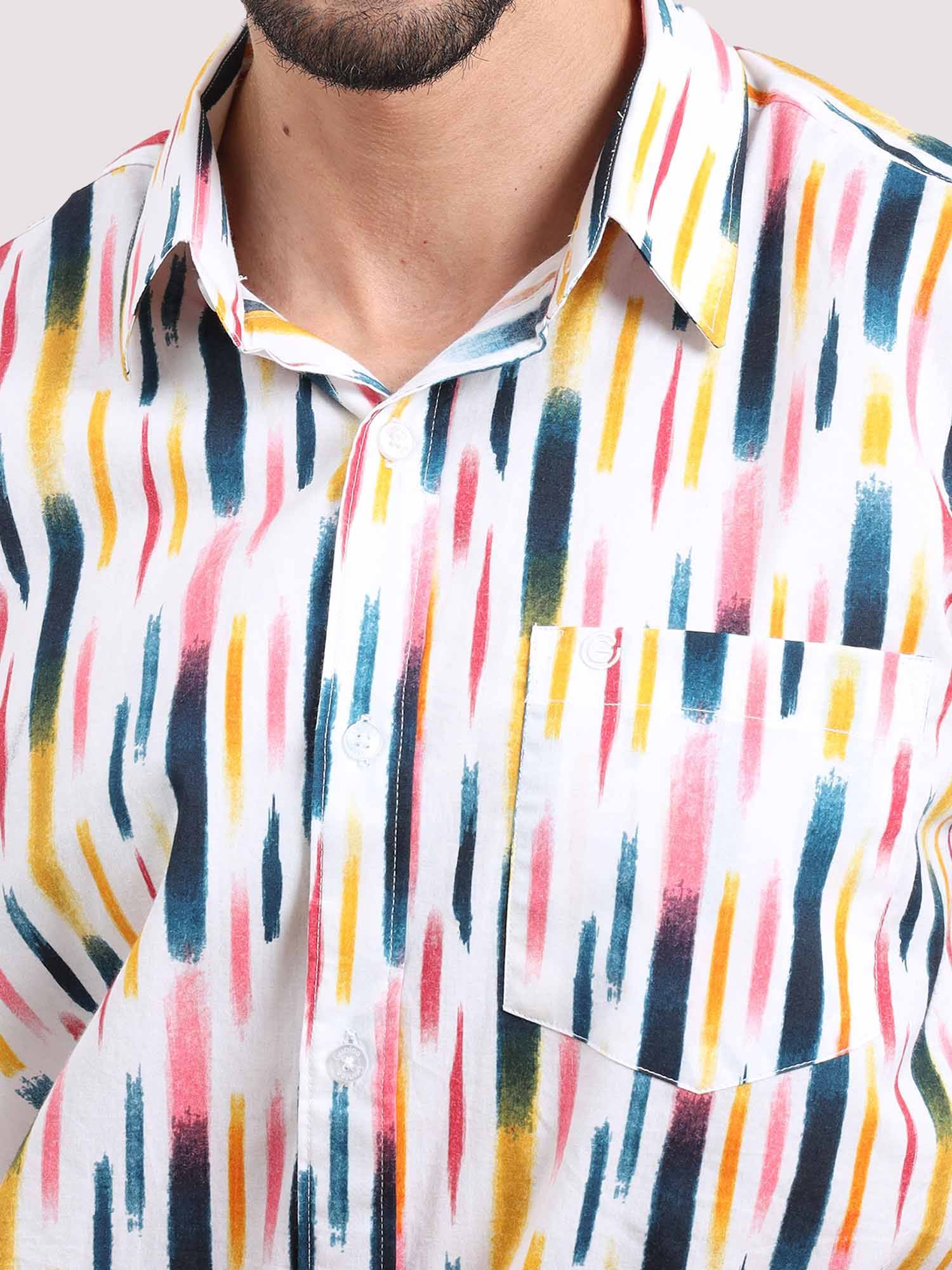 Brush Stripe Printed Half Sleeve Shirt - Guniaa Fashions