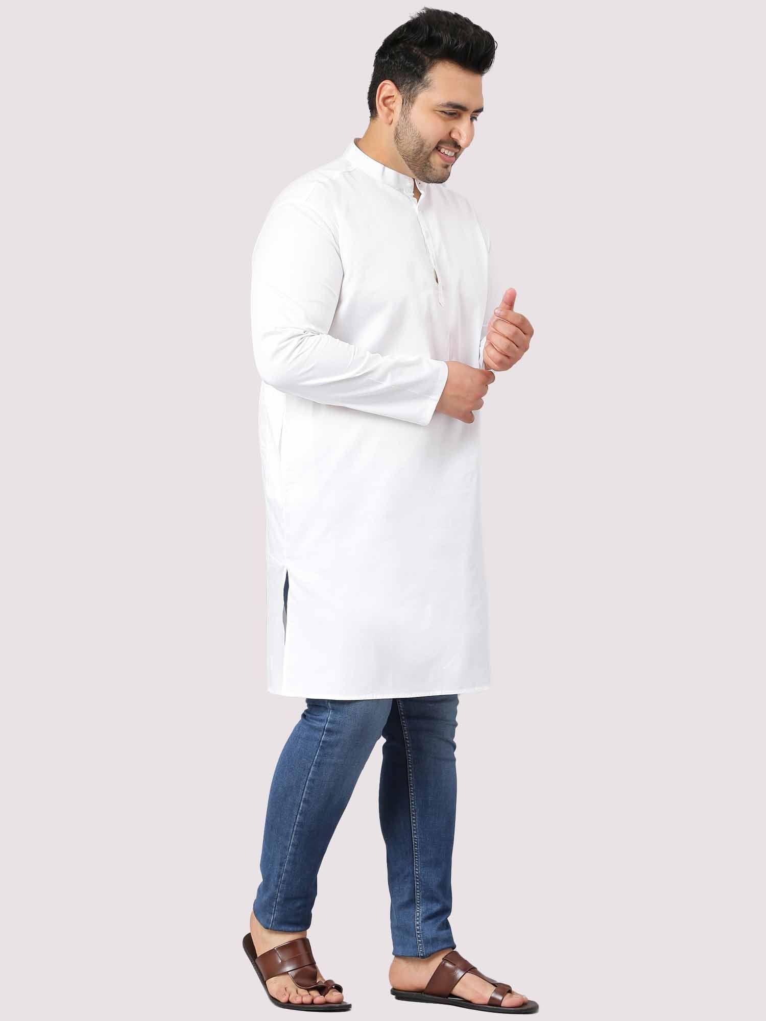 Calmania The Soothing White Full Sleeve Kurta Men's Plus Size - Guniaa Fashions