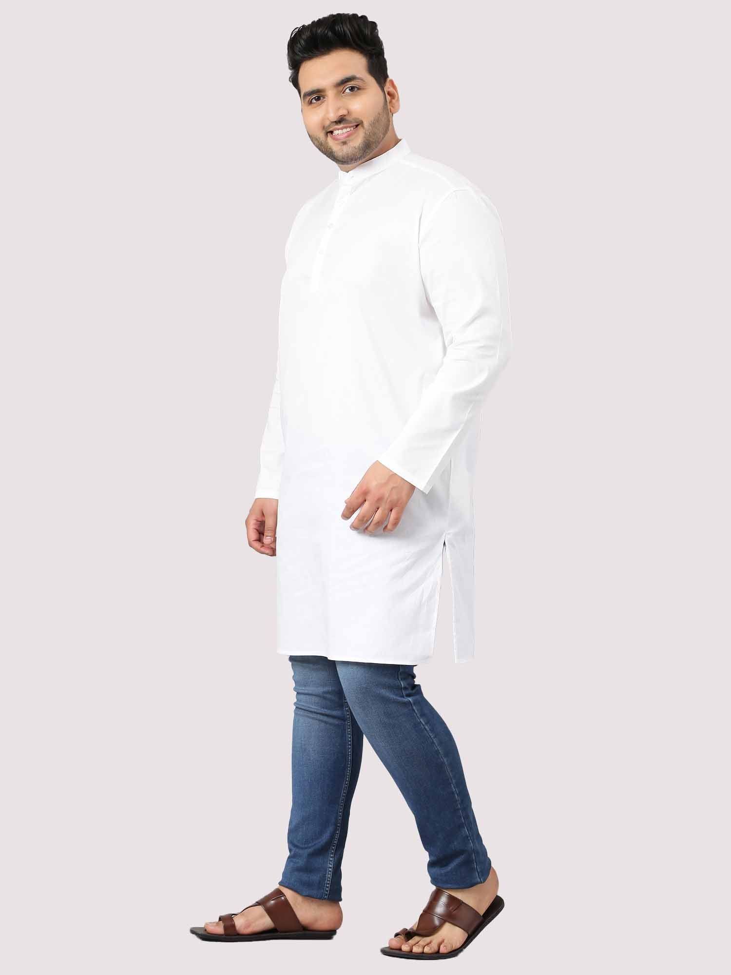 Calmania The Soothing White Full Sleeve Kurta Men's Plus Size - Guniaa Fashions