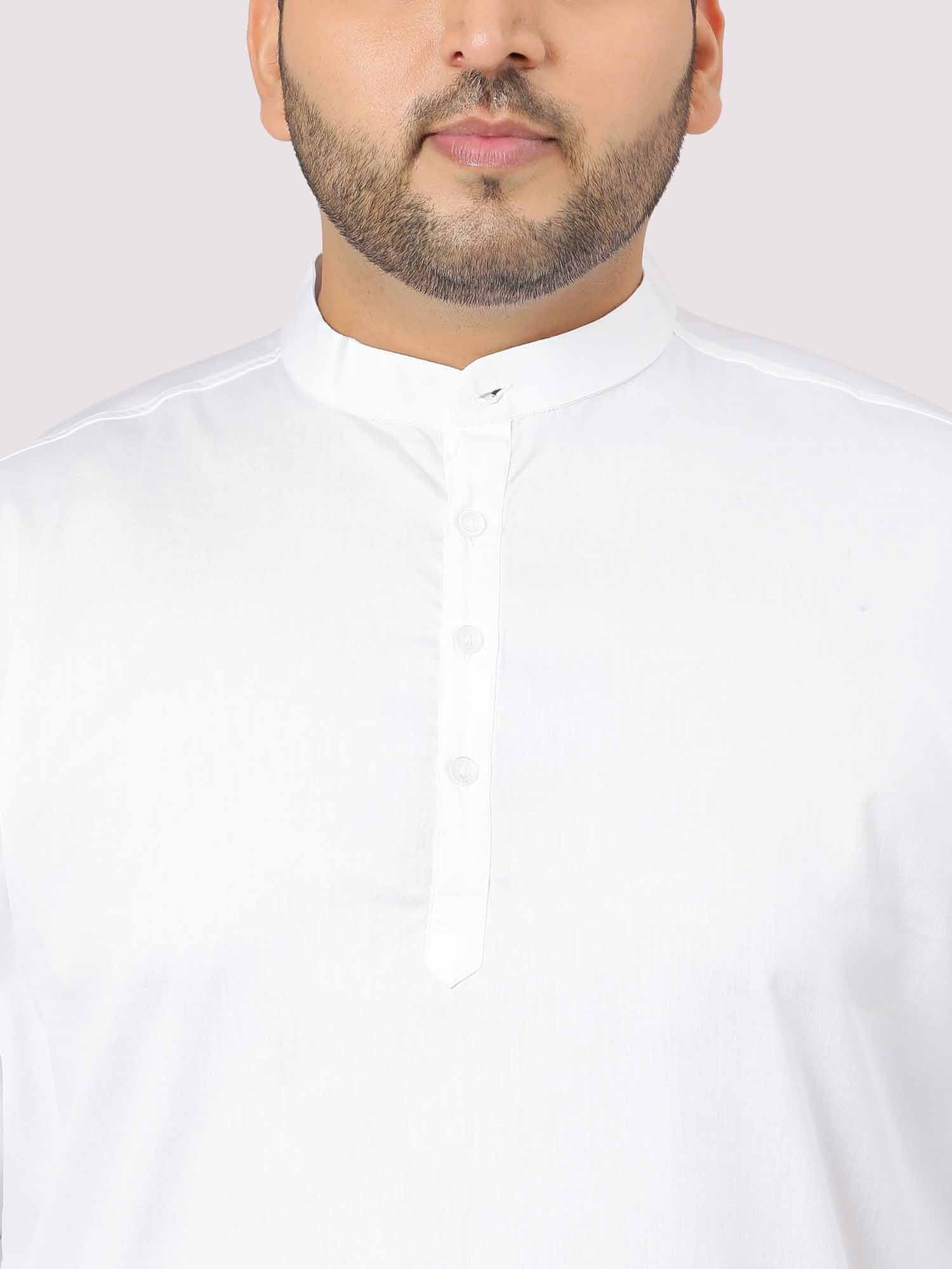 Calmania The Soothing White Full Sleeve Kurta Men's Plus Size - Guniaa Fashions